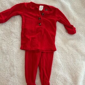 Lou Lou & Company Red Plush Pajama Set